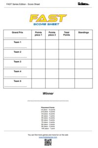 FAST Game - Score Sheet - theFASTseries